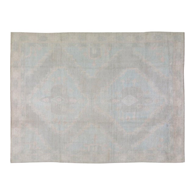 Oushak Hand Knotted Wool Rug, 9'2"x12'1" For Sale