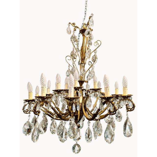 Eighteen-Light King Umberto of Savoy Chandelier in Bronze and Crystal, 1890s For Sale - Image 14 of 14