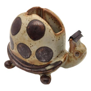 Vintage Japanese Stoneware Turtle Tape Dispenser For Sale