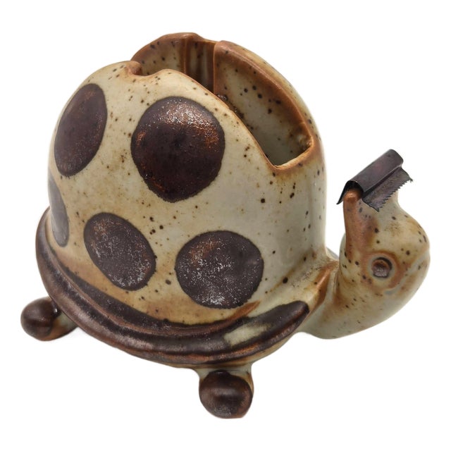 Vintage Japanese Stoneware Turtle Tape Dispenser For Sale