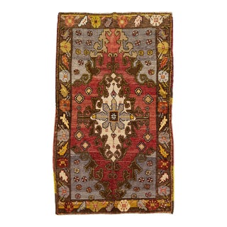1960s Vintage Medallion Khotan Wool Rug With Multicolor Field For Sale