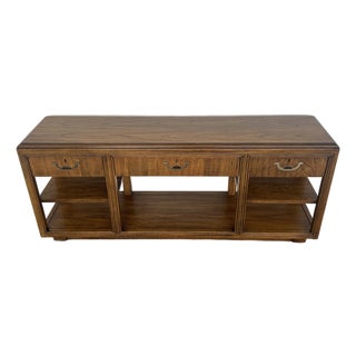 1980s Vintage Drexel Heritage Accolade Three Drawer Console Table For Sale