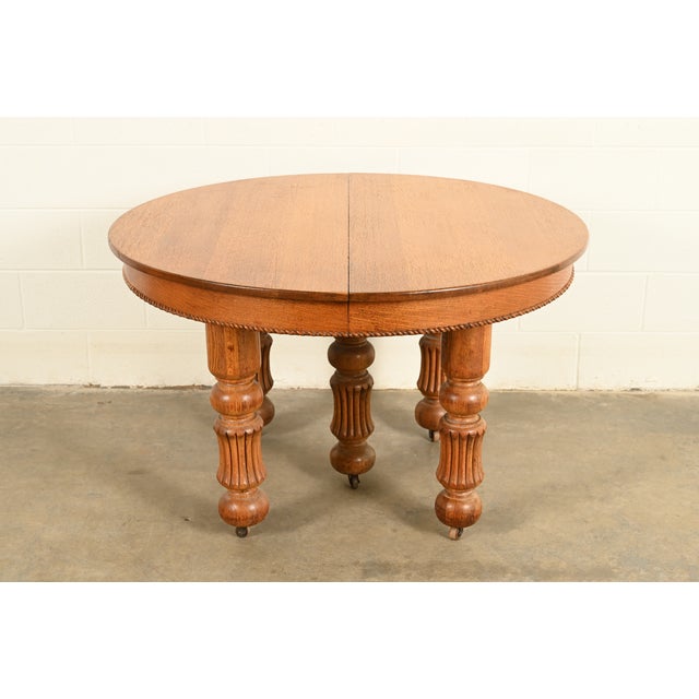 R. J. Horner Style Antique Victorian Carved Oak Extension Dining Table, Circa 1890s For Sale - Image 15 of 15