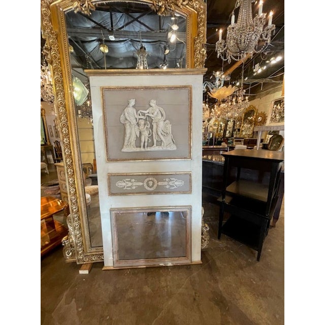 19th C. French Neoclassical Trumeau Mirror For Sale - Image 10 of 14