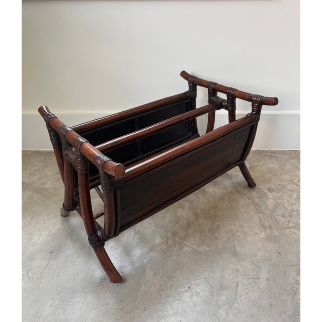 Vintage Bamboo & Split Reed Magazine/Newspaper Rack For Sale In Houston - Image 6 of 11