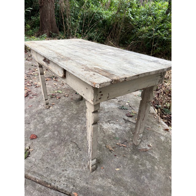 Farmhouse Early 20th Century Primitive Harvest Table For Sale - Image 3 of 9