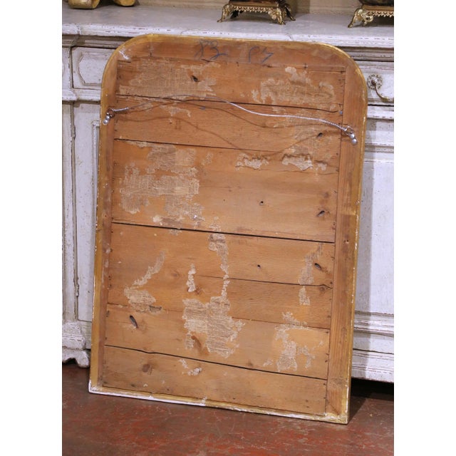 19th Century French Louis Philippe Silver Leaf Wall Mirror With Engraved X Decor For Sale In Dallas - Image 6 of 6