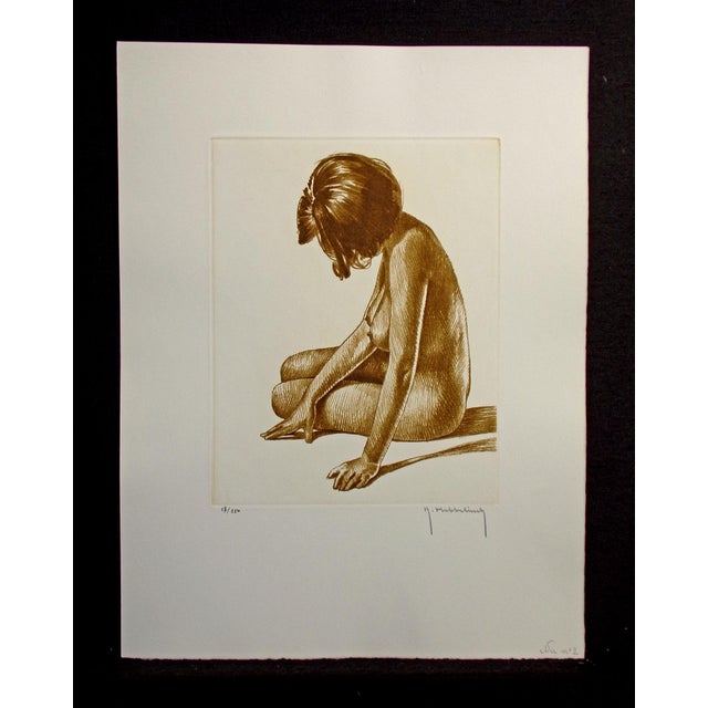 Vintage Etching by Roger Hebbelinck Hand signed, titled and numbered by the artist in pencil "Nu no. 2" (Nude #2) unframed...