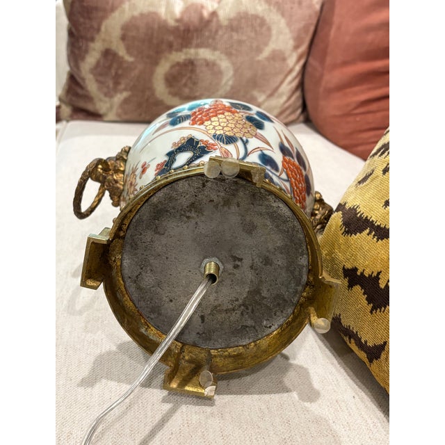 19th Century Japanese Arita Porcelain Vase & Gilt Bronze Lion Head Table Lamp For Sale - Image 15 of 16