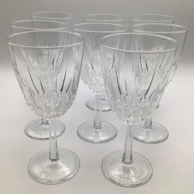 French Hexagon Stemmed Crystal Water Goblets-Set of 8 For Sale - Image 13 of 13