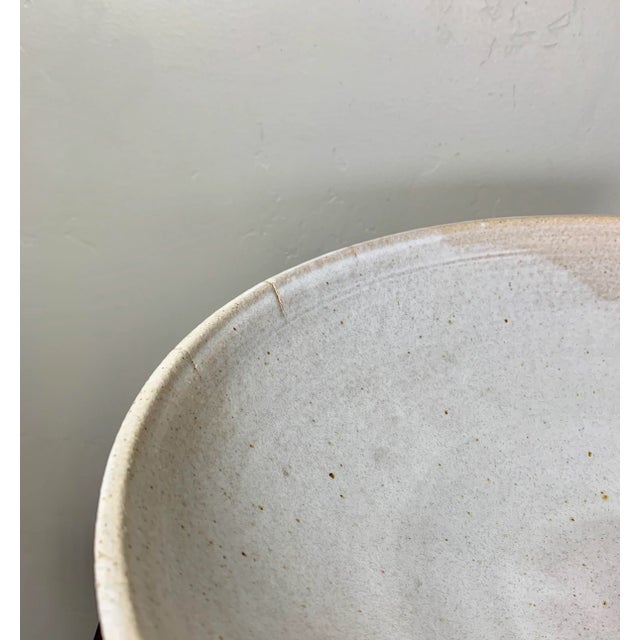 Ceramic Large Organic Cream Glaze Studio Ceramic Bowl - Signed For Sale - Image 7 of 10