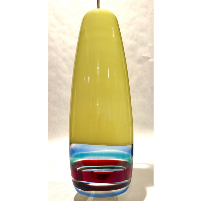 Metal Mid 20th Century Pair Of Massimo Vignelli for Venini Multicolor Glass Pendant Lights For Sale - Image 7 of 11