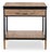 Single soft-close drawer with aged bronze hardware pull and open shelf below