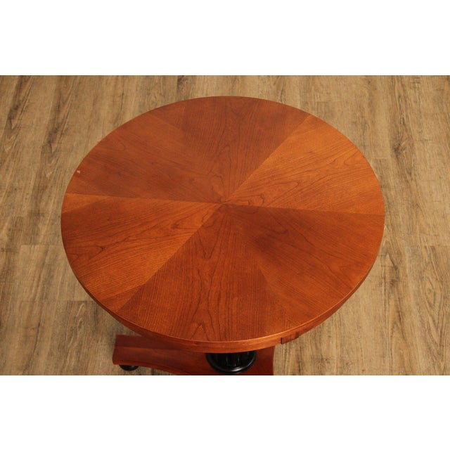 Biedermeier Ethan Allen Medallion Collection Round Cherry Pedestal Side Table For Sale - Image 3 of 18