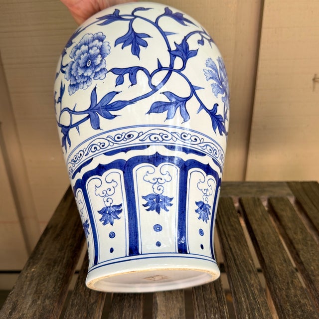 Blue Mid-Century Meiping Blue and White Vase For Sale - Image 8 of 9