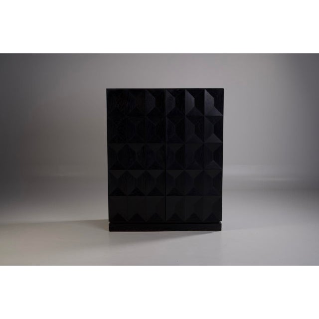 1970s Brutalist Bar Cabinet with Graphic Diamond Pattern from Defour, 1970s For Sale - Image 5 of 6