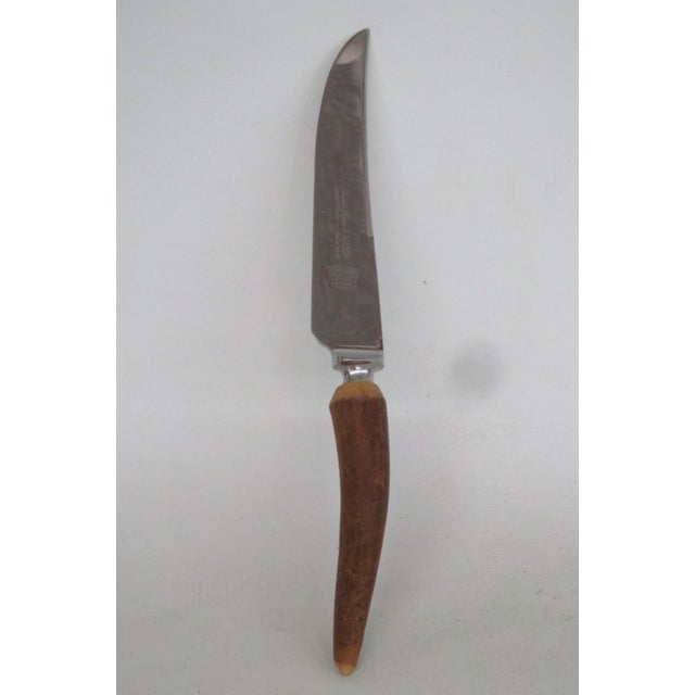 This lovely Steak Knife is made out of stainless steel and antler. This beautiful utensil is marked on the blade as being...