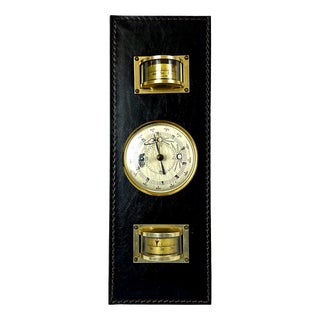 Vintage German Leather Fisher's Weather Station, 1980s For Sale