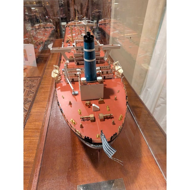 Realism Rare Museum Quality Tanker Ship Model in Display Case Titled "Mv Captain Gregos" For Sale - Image 3 of 10