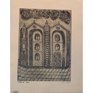 Dora Szampanier, Etching of destroyed synagogue - Drohobisz, Ukraine For Sale