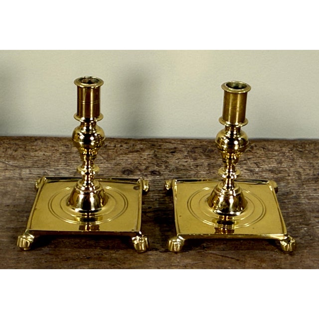 Virginia Metalcrafters Vintage Virginia Metalcrafters Brass Candlesticks for Colonial Williamsburg - A Pair For Sale - Image 4 of 7