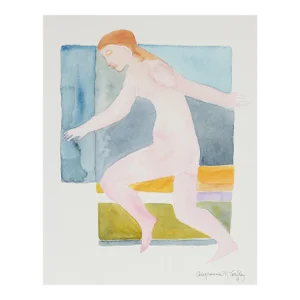 Dancing Female Nude 20th Century Watercolor