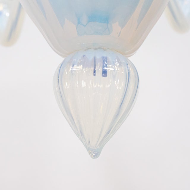 Large Vintage Eight Arm Opaline Murano Glass Chandelier in the Manner of Barovier & Toso For Sale - Image 14 of 18