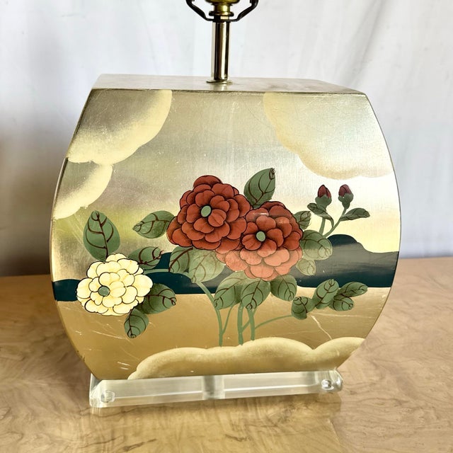 Late 20th Century Vintage Chinoiserie Hand Painted Table Lamp For Sale - Image 5 of 9