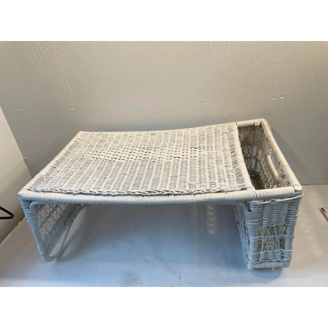 Boho Chic Vintage White Wicker Bed Tray For Sale - Image 3 of 9