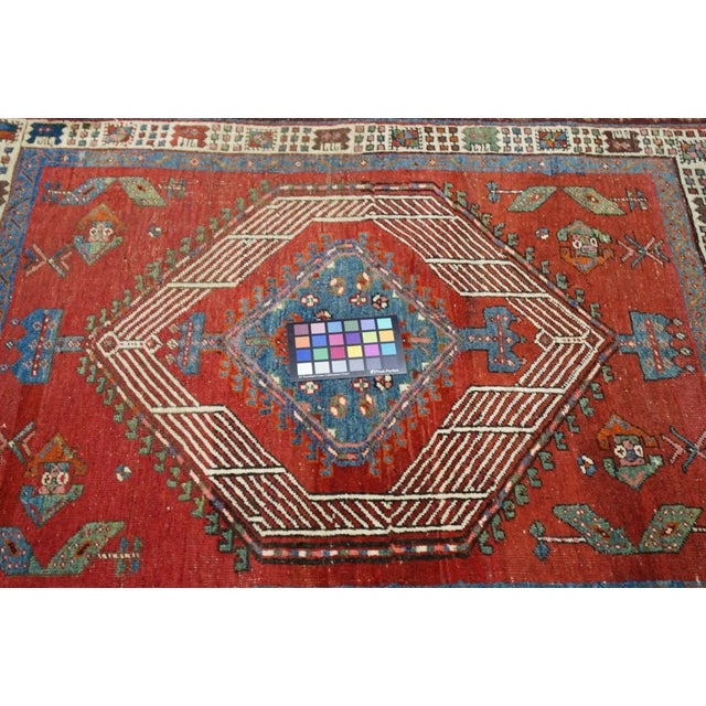 Red Antique Sarab Rug 3'8'' x 4'3'' For Sale - Image 8 of 10