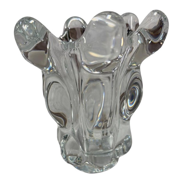 Mid-Century Art Vannes France Crystal Splash Vase For Sale