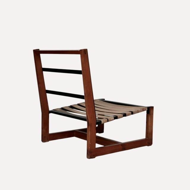 Lounge Chairs with Wooden Frames, Fabric Strap Seats, Metal Slat Backrests and Beige Upholstery France, 1950s, Set of 2 For Sale - Image 10 of 15