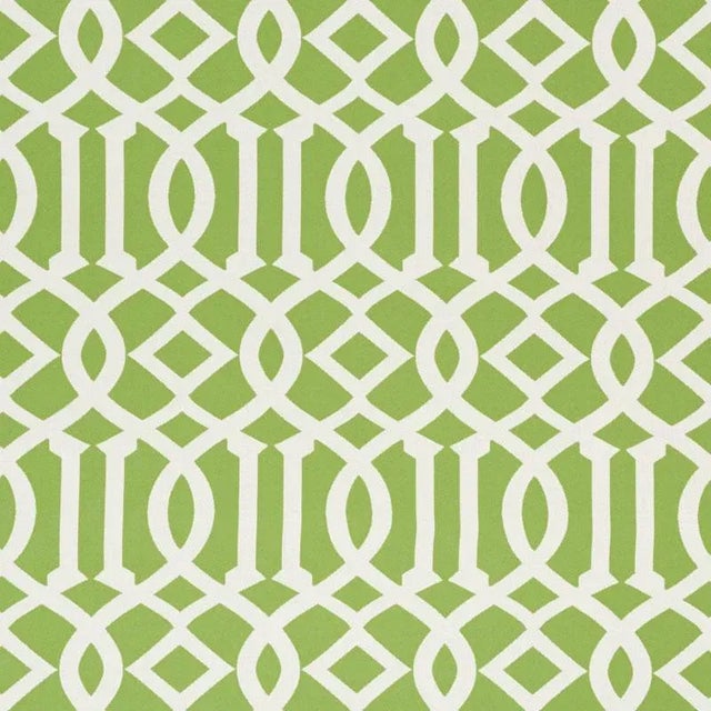 Sample - Schumacher Imperial Trellis Indoor & Outdoor Fabric in Leaf For Sale