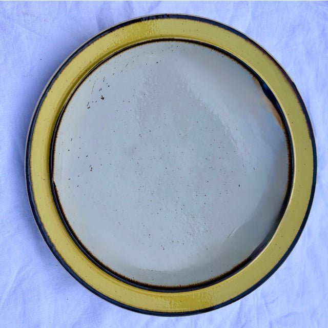 Mid 20th Century Wide Band Citron and Brown Stoneware Serving Platter For Sale In Palm Springs - Image 6 of 6