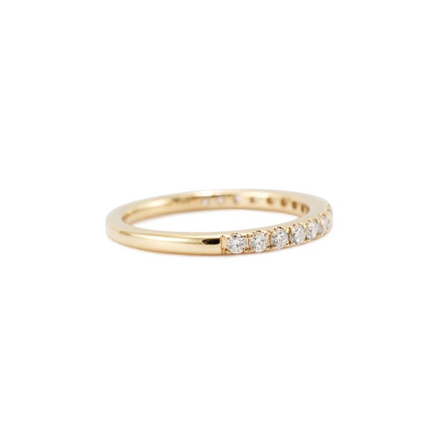 14k Yellow Gold 0.34ct Round Brilliant Lab Grown Diamond Half Eternity Band, Size 5.5 For Sale - Image 4 of 9