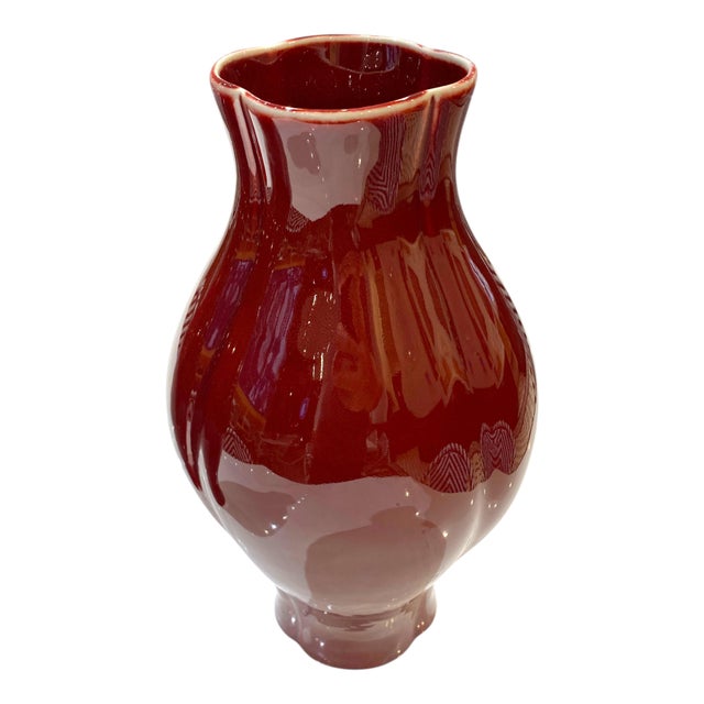 Pair of Maitland-Smith Oxblood Red Glazed Decorative Vases For Sale In San Francisco - Image 6 of 9