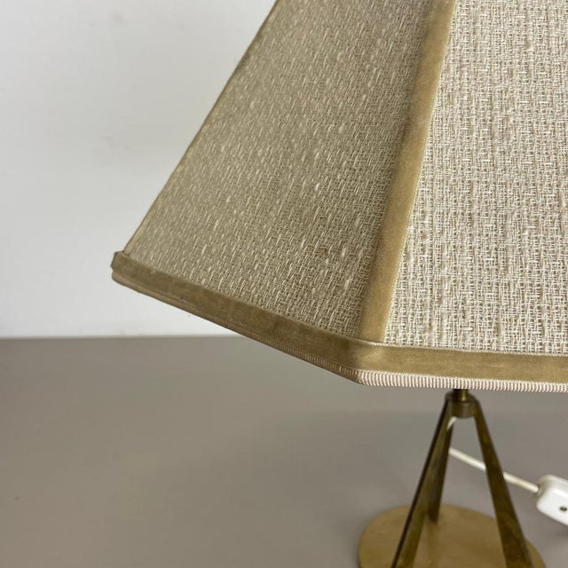 Austrian Tripod Brass Table Light in the style of Kalmar, 1960s For Sale - Image 14 of 17