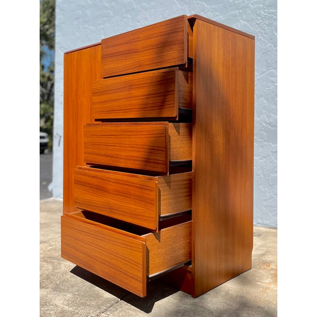 Danish Mid 20th Century Modern Teak Highboy Dresser or Gentlemen’s Chest For Sale - Image 13 of 17