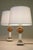 A sophisticated and elegant perfectly matched pair of White & Salmon Onyx Marble Bronze/Brass Art Deco Neo Classic...