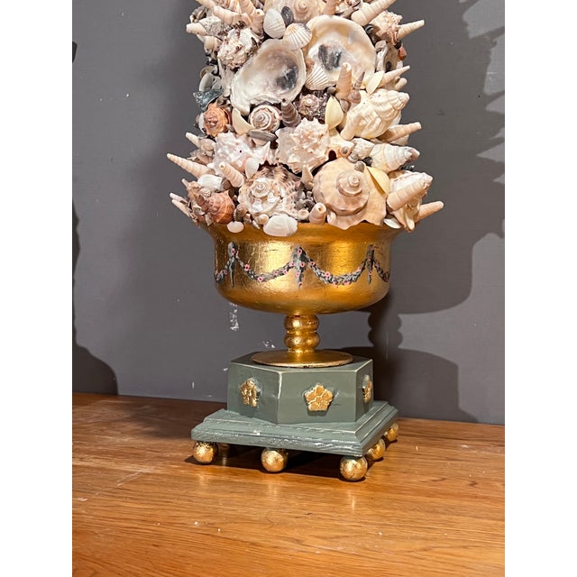 Vintage Italian Large Grotto Style Seashell & Rock Crystal Topiary on the Gilt Stand For Sale In Palm Springs - Image 6 of 11