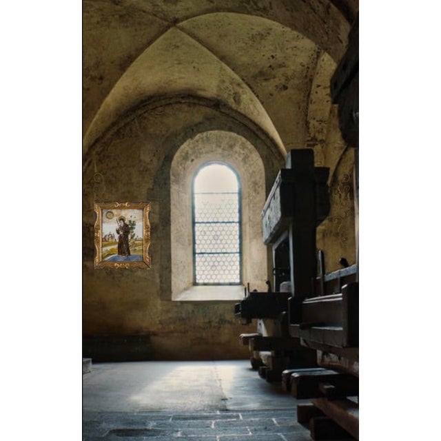 Early 18th Century Religious Italian Painting on Glass This important early 18th-century reverse glass painting is a rare...