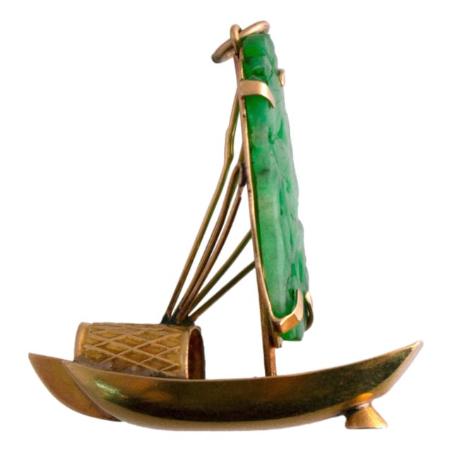 Vintage Jade Sailboat Charm For Sale