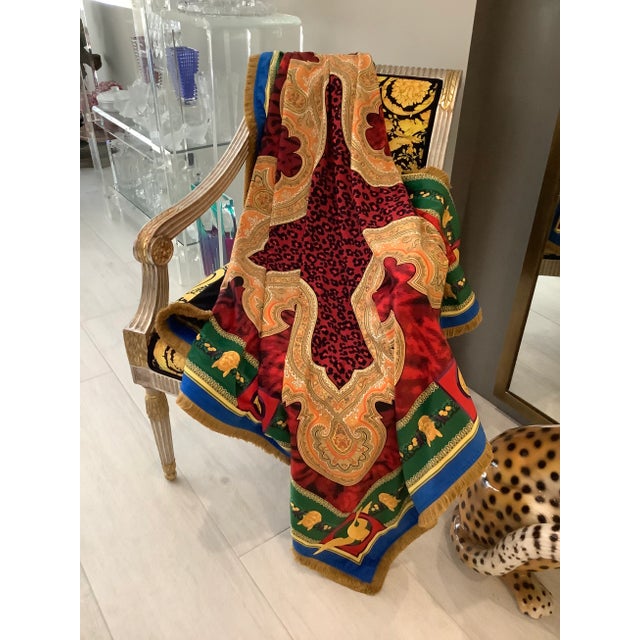 2000 - 2009 Custom Made Atelier Versace Multi Color Velvet Throw For Sale - Image 5 of 13