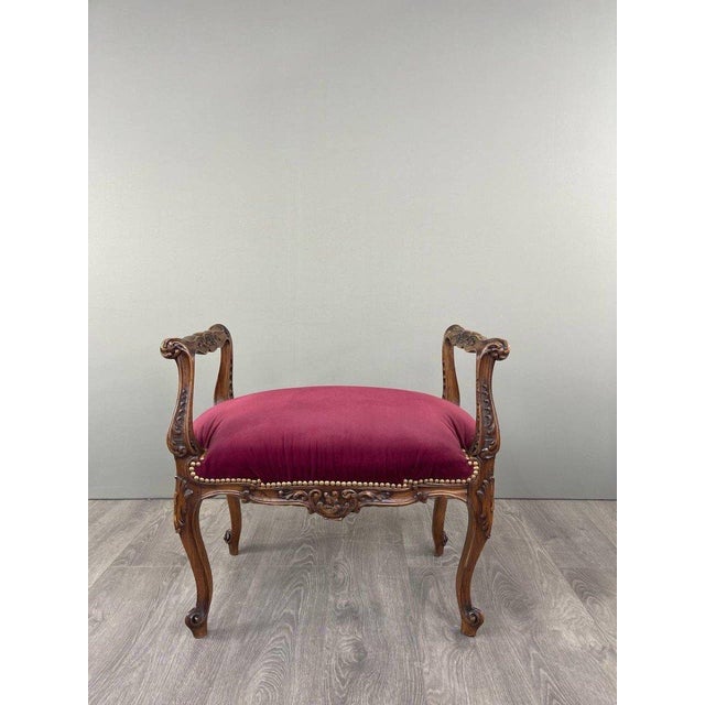 19th Century 19th Century Louis XV Chair and Ottoman Set, 1890s, Set of 2 For Sale - Image 5 of 12