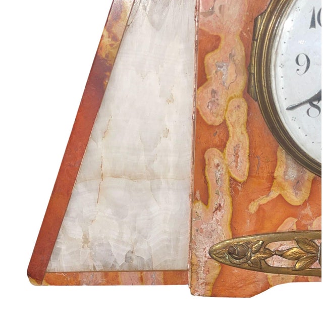 Stone French Marble & Spelter Clock Garniture, Japy Frères, 19th Century. For Sale - Image 7 of 9