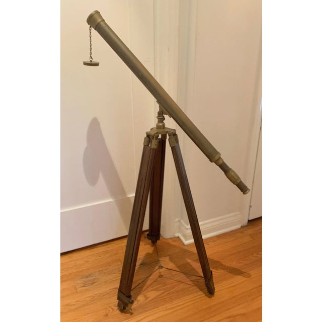 Telescope with Adjustable Wooden Legs and Patinated Brass Hardware For Sale In Los Angeles - Image 6 of 13