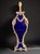 French Cobalt Glass and Ormolu Table Lamp with Ram Heads in the style of Sèvres, 1920s For Sale - Image 4 of 14