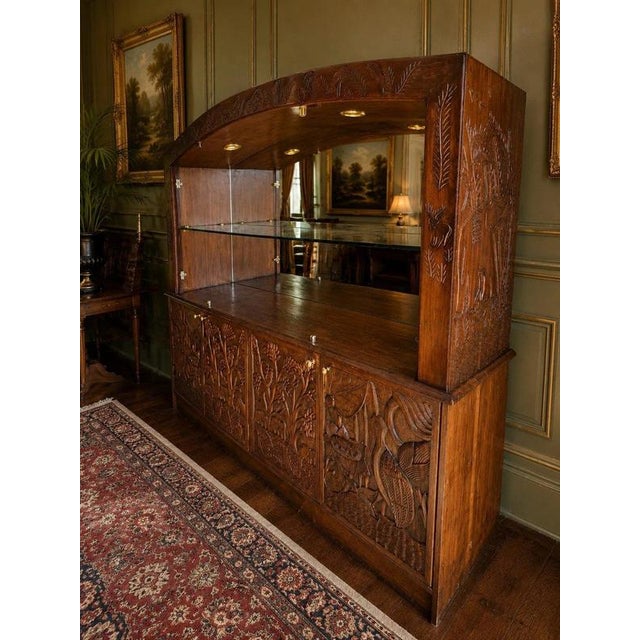 Malawian Hand-Carved Display Cabinet Sideboard with Wildlife For Sale - Image 3 of 12