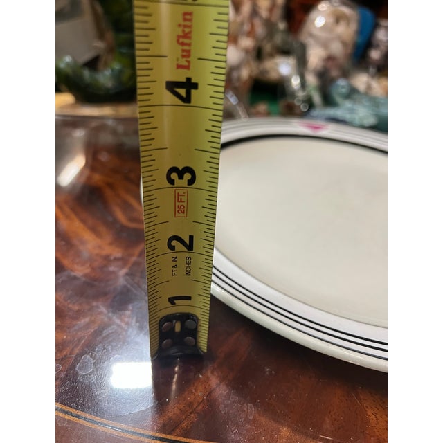 Modern 1980s Stoneware Plate With Blue and Pink Accents For Sale - Image 3 of 6