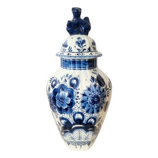 Antique Hand-Painted Delft Blue Vase, Holland, 19th Century For Sale
